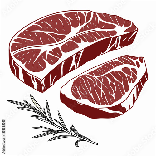 Raw Beef Steak Illustration  Clean Vector  White B Vector Illustration