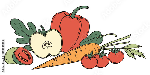 Colorful Fresh Produce Composition  Clean Vector   (10) Vector Illustration