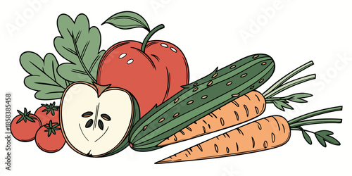 Colorful Fresh Produce Composition  Clean Vector   (11) Vector Illustration