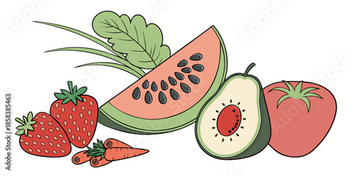 Colorful Fresh Produce Composition  Clean Vector   (9) Vector Illustration