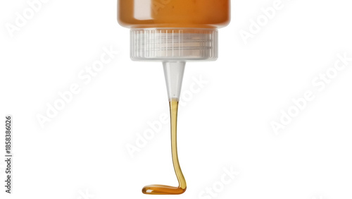 Tableau sur toile Isolated Honey dripping from squeezable container, organic golden drizzle, sweet