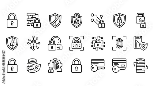 Collection of Security Icons and Symbols.