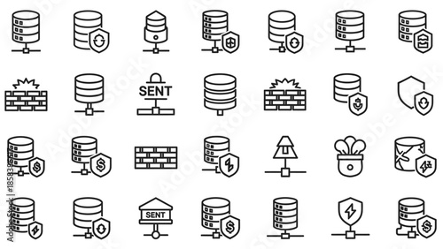 Collection of Simple Database Icons Set.