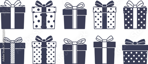 Festive gift box with elegant ribbon and bow isolated on white background