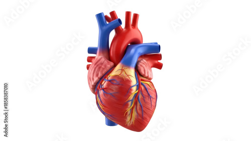 Isolated anatomical heart illustration, healthy cardiac muscle, cardiovascular organ graphic