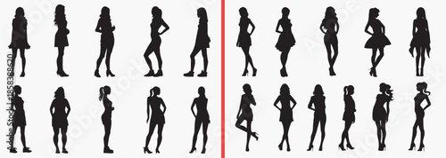 fashion women silhouettes vector, female model clipart, stylish woman svg, fashion pose illustration, modern woman graphics, black female silhouettes, runway vector art, fashion character design, woma