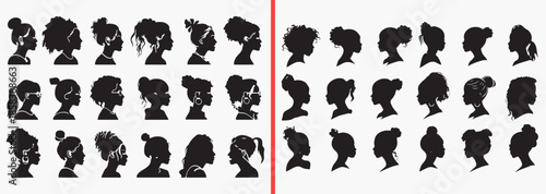 afro hairstyle silhouettes vector, black hair clipart, curly hair svg, african hairstyle illustration, female hair graphics, black hairstyle silhouettes, hair fashion vector art, beauty hairstyle desi