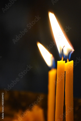 Burning Wax Candles in Armenian Church 