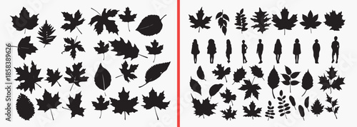 nature element silhouettes vector, leaf arrow clipart, botanical symbols svg, organic shape illustration, forest element graphics, black nature silhouettes, eco vector art, natural design elements, le