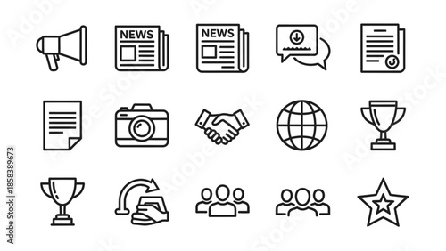 Collection of various business and communication related icons.