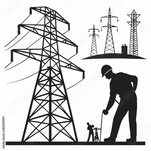silhouette of oil drilling rig