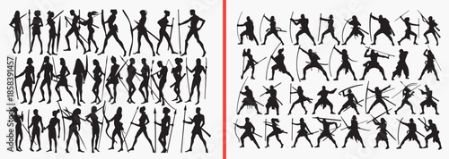 running people silhouettes vector, action human poses, energetic movement clipart, fitness activity svg, sports running illustration, black action silhouettes, motion people vector art, athletic pose 