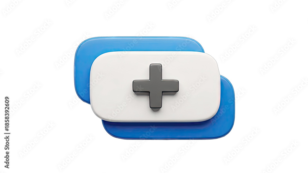 Obraz premium 3D Plus Sign on Overlapping Shapes - Healthcare Concept