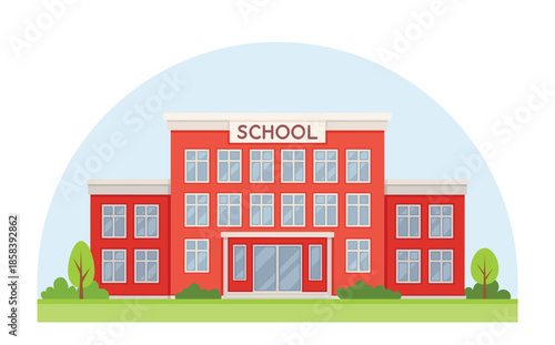 Red School Building With Sign illustration adhmgrrfdgg76pbk40p0
