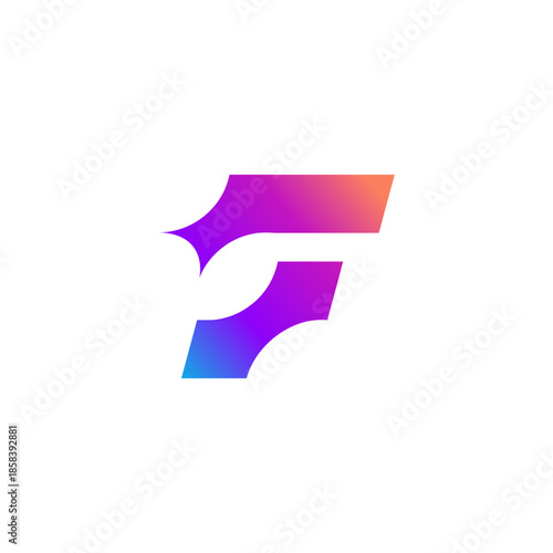letter F sparkle icon. minimalist logo on white background