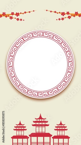 Chinese Pagodas and circle for motion graphic animation