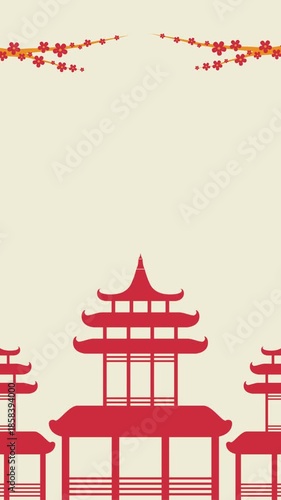 Red Chinese Pagodas for Chinese new year