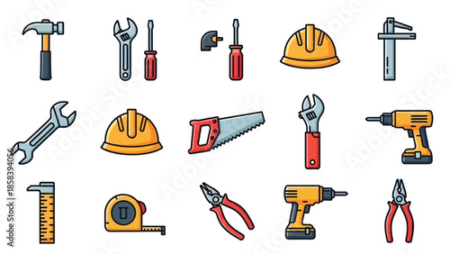 Collection of various construction and repair tools.