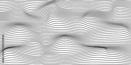 Optical illusion. Abstract lines background. Geometric Black and White.