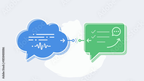 Two speech bubbles engaging in dialogue. Communication and feedback concept. Flat vector illustration. Chat conversation icons. Social interaction. Exchange of ideas. Discussion.