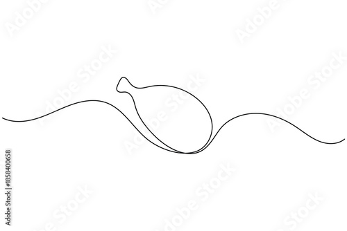 Minimal one line drawing of a chicken drumstick