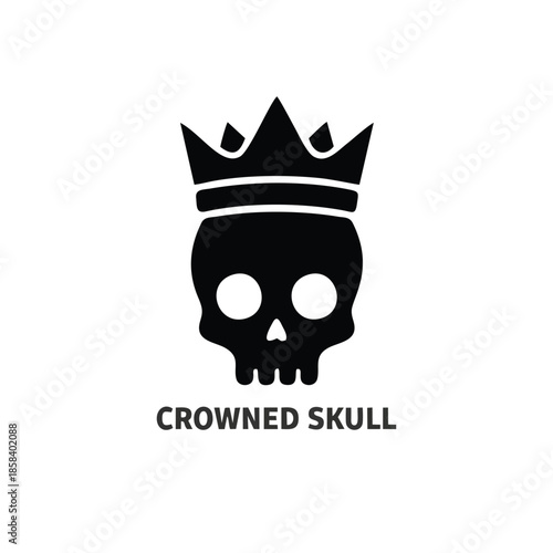 Royal Crowned Skull Logo Minimalist King of Death Icon