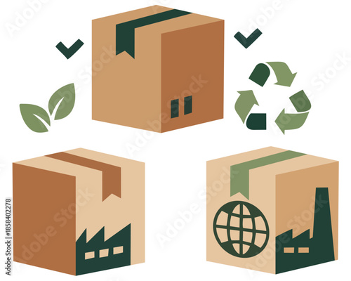 Sustainable Eco Packaging Boxes with Recycling Concept Vector Illustration