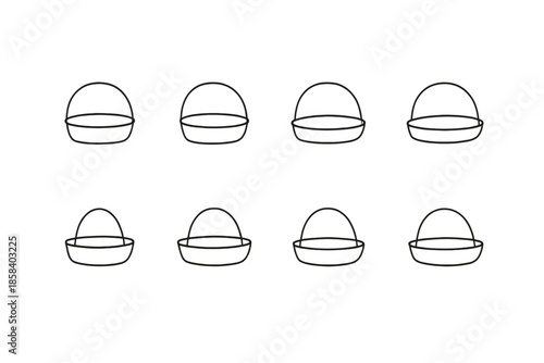 Cooking and kitchen icon set. containing pot, pan, bowl, lid, utensil, dish, cookware, crockery, and more.