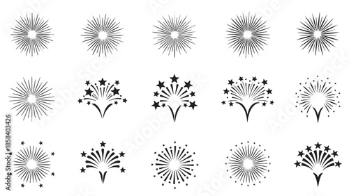 Celebration Fireworks Explosive Display Vector Set