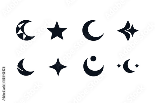 Celestial icon set. containing moon, star, night, cosmic, lunar, celestial, astral, galaxy, twilight, orbit