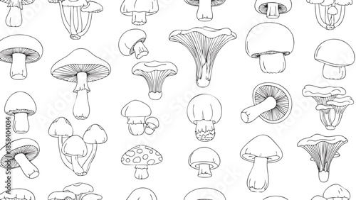Collection of HandDrawn Mushroom Illustrations for Botanical and Nature Design