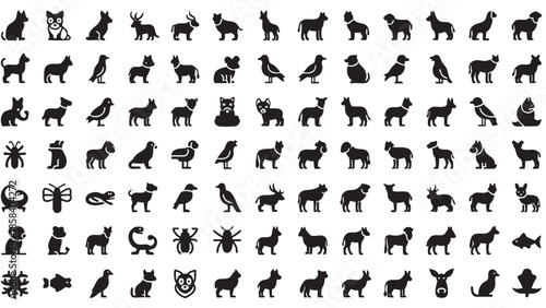Collection of Various Animal Silhouettes in Different Poses