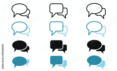 Chat and conversation icon vector set for messaging, communication, and social interaction interfaces.