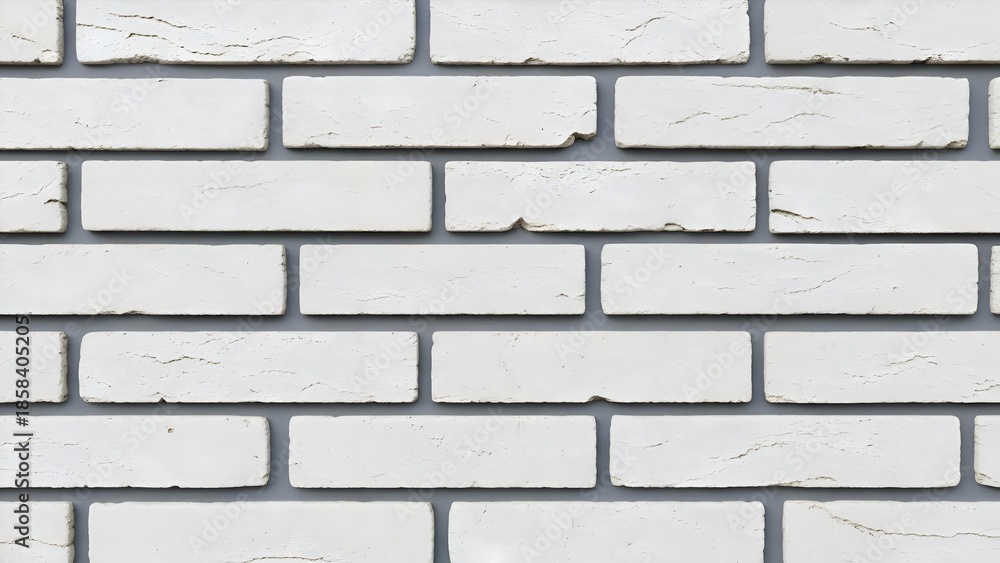 Fototapeta premium Close up of a Modern White Brick Wall with Grey Mortar, Showing Textured Surface Details and Clean Lines