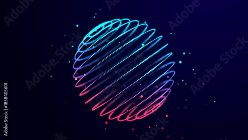 Abstract technology sphere with connecting dots, lines and triangles. Digital abstract network structure. 3D rendering.