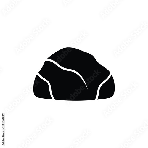 Minimalist black rock icon with white lines, representing a natural stone element