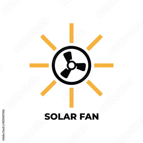 Solar Fan Minimalist Logo with Sun Rays Icon Design