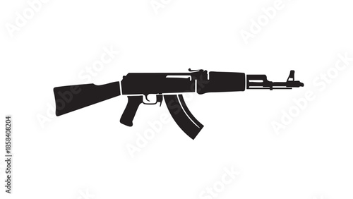 Silhouette of an Assault Rifle on Transparent Background for Digital Use