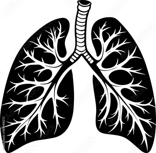 Lungs Silhouette – Black and White Anatomy Art