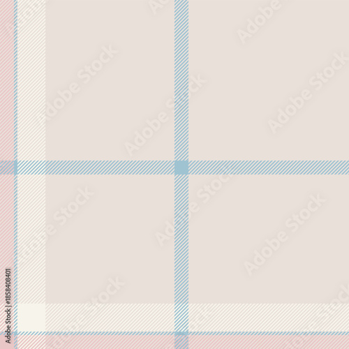 Single pattern check background, copy space texture tartan fabric. Machinery textile vector seamless plaid in white and light colors.