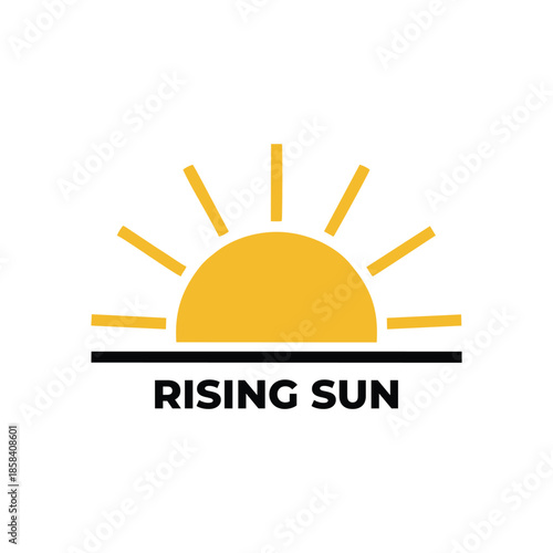 Rising Sun Minimalist Logo Design with Golden Sun Rays