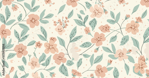 Minimalist_Peach_Floral_Sage_Leaf_Pastel_Pattern