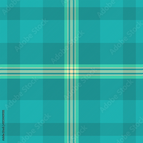 Doodle vector background texture, italian seamless fabric tartan. Open check pattern plaid textile in teal and mint colors.
