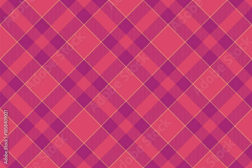 Girl vector pattern texture, close-up tartan seamless check. Service fabric plaid textile background in red and pink colors.