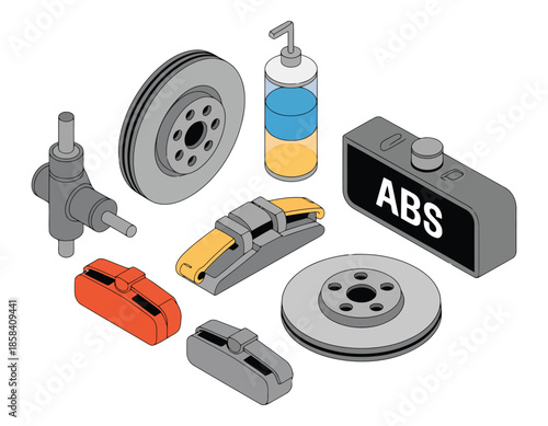 Isometric car parts for repair and maintenance