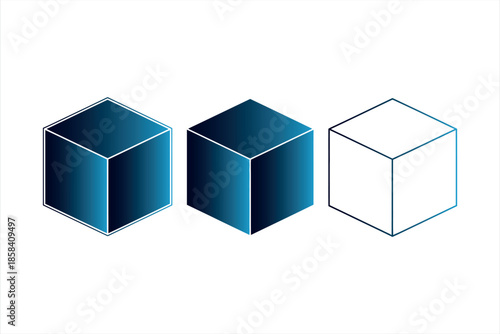 Modern Abstract Blue Cube Graphics