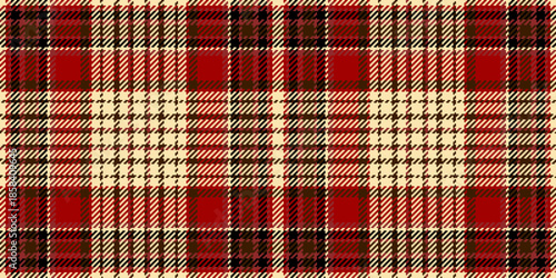 Stage check tartan texture, exotic seamless fabric textile. Improvement plaid pattern vector background in red and moccasin colors.