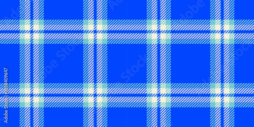 Genuine vector textile texture, school tartan background check. Eps seamless plaid pattern fabric in bright and cyan colors.
