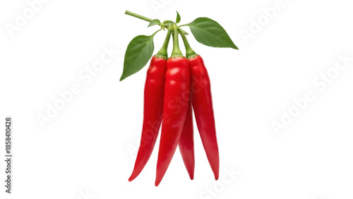 Photography Isolated red chili peppers on the vine, vibrant cooking ingredient used in vario