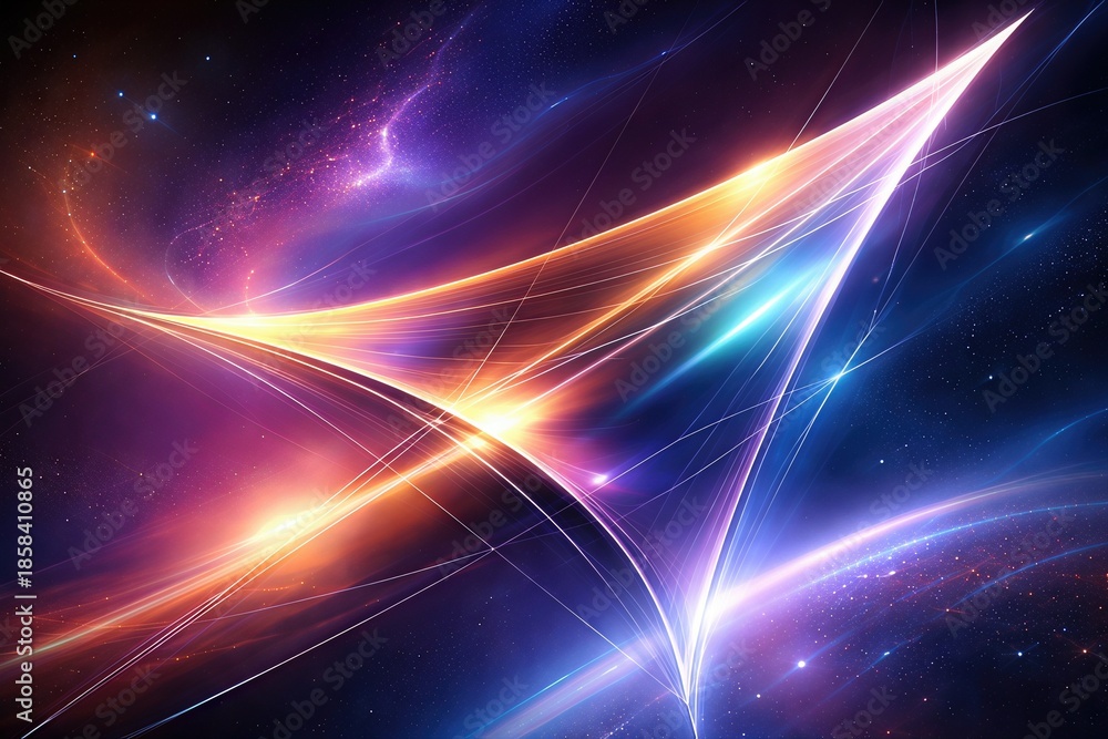 Fototapeta premium Ethereal Dance of Light and Color in a Cosmic Landscape Evoking Deep Space Exploration and Infinite Possibilities of Technological Advancement